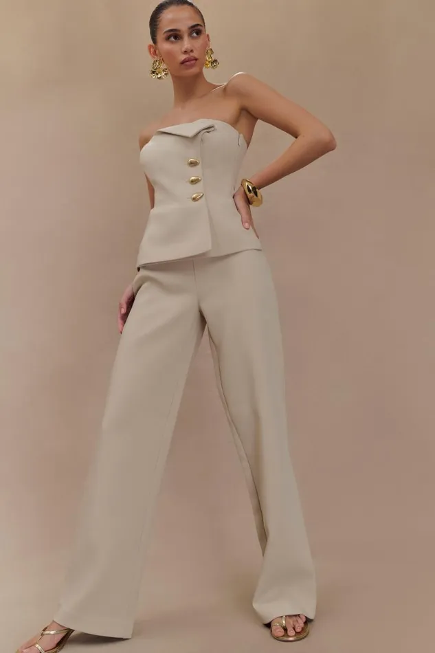 Women Meshki Bottoms Lindie Straight Leg Suiting Pants 8211 Sand