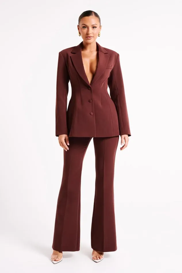 Women Meshki Bottoms Loretta Fit and Flare Tailored Pant 8211 Chocolate