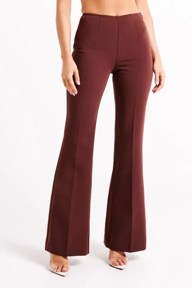 Women Meshki Bottoms Loretta Fit and Flare Tailored Pant 8211 Chocolate