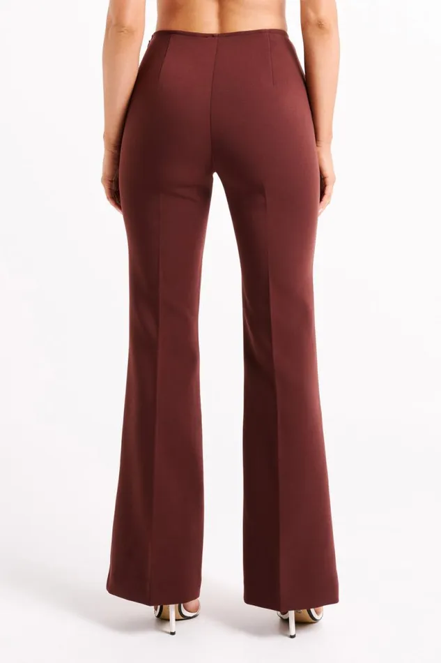 Women Meshki Bottoms Loretta Fit and Flare Tailored Pant 8211 Chocolate