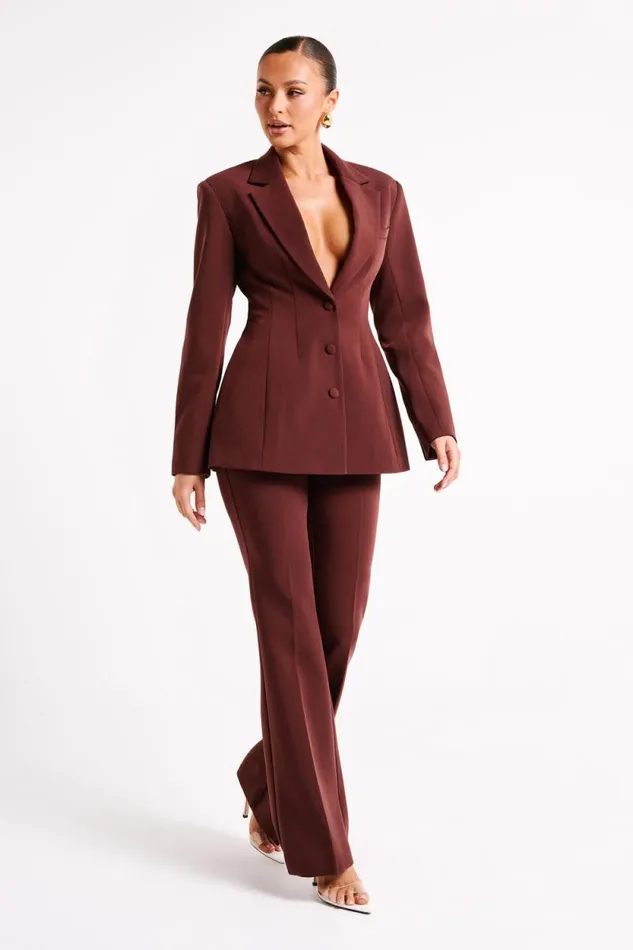 Women Meshki Bottoms Loretta Fit and Flare Tailored Pant 8211 Chocolate