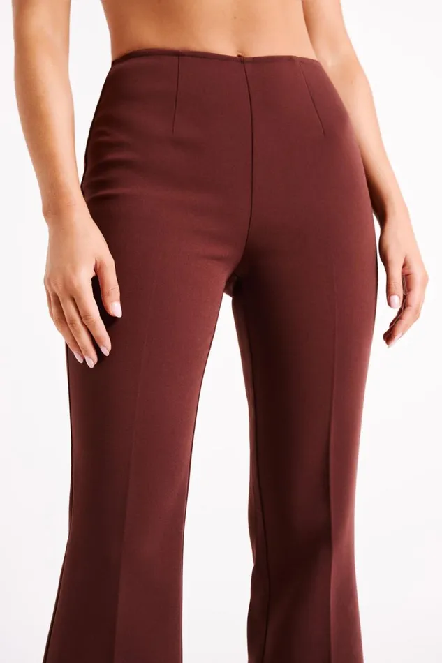 Women Meshki Bottoms Loretta Fit and Flare Tailored Pant 8211 Chocolate
