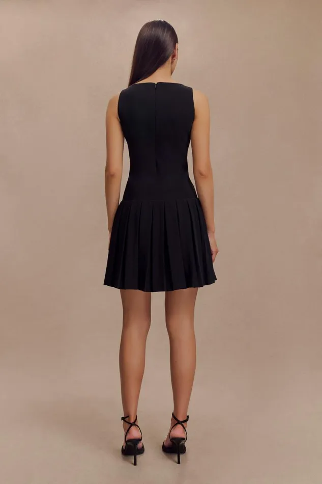 Women Meshki Bottoms Mackenzie Sleeveless Pleated Mini Dress 8211 Black