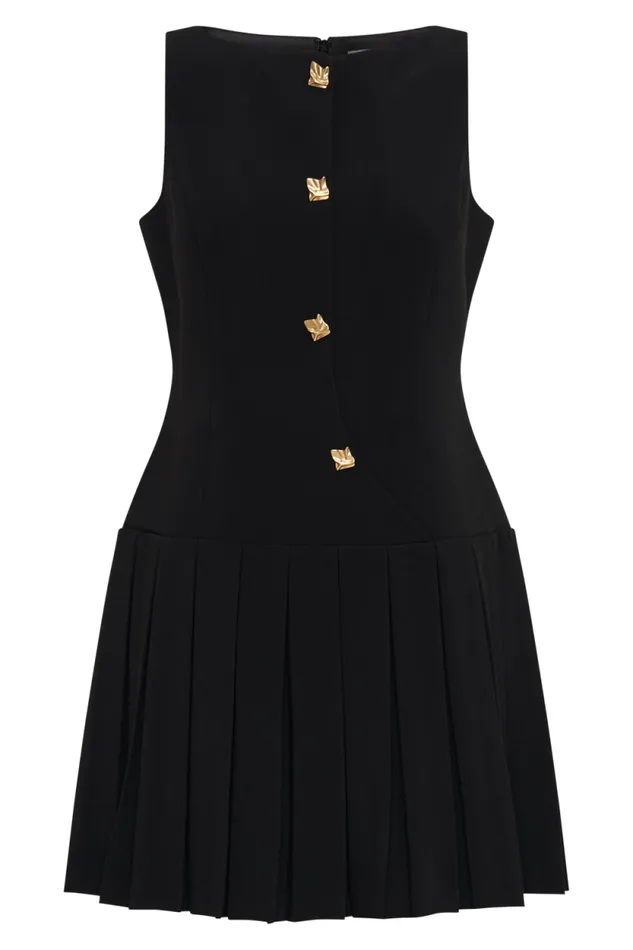 Women Meshki Bottoms Mackenzie Sleeveless Pleated Mini Dress 8211 Black