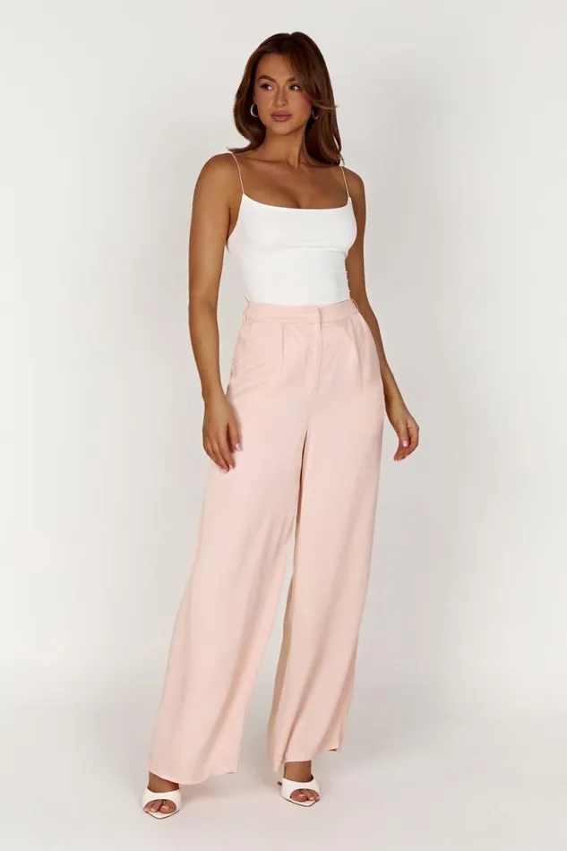 Women Meshki Bottoms Nour Satin Wide Leg Pant 8211 Apricot