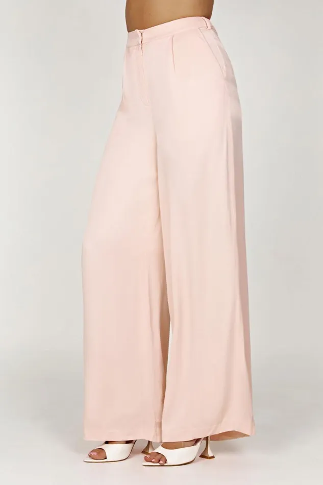 Women Meshki Bottoms Nour Satin Wide Leg Pant 8211 Apricot