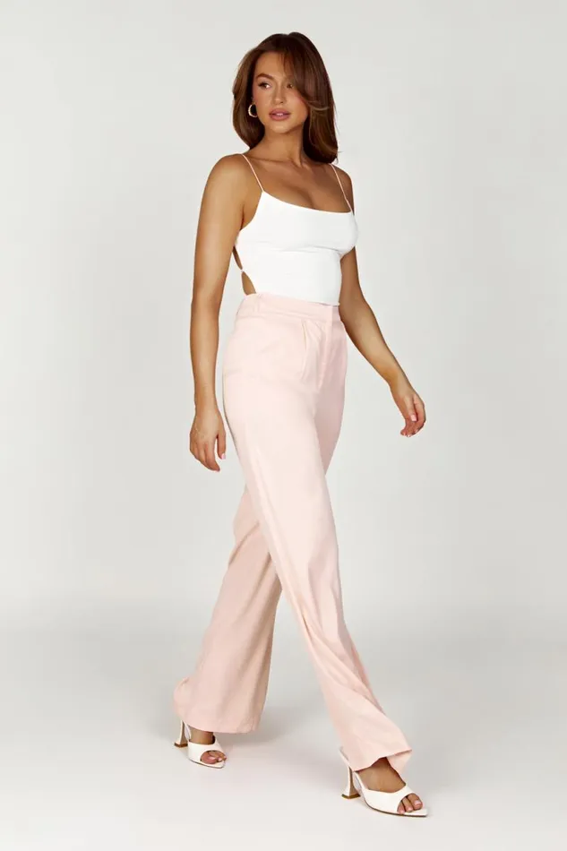 Women Meshki Bottoms Nour Satin Wide Leg Pant 8211 Apricot