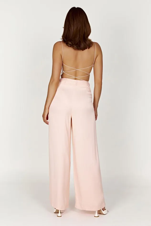 Women Meshki Bottoms Nour Satin Wide Leg Pant 8211 Apricot
