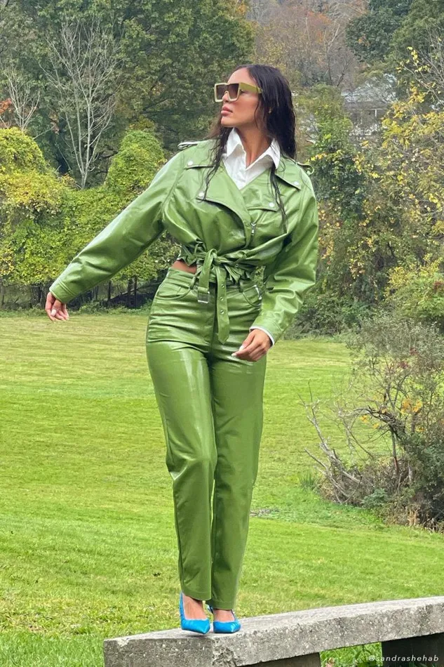 Women Meshki Bottoms Oakleigh Straight Leg Patent Pants 8211 Green