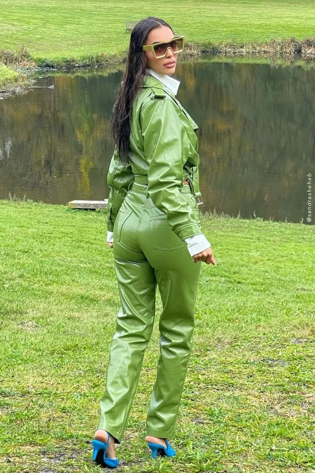 Women Meshki Bottoms Oakleigh Straight Leg Patent Pants 8211 Green