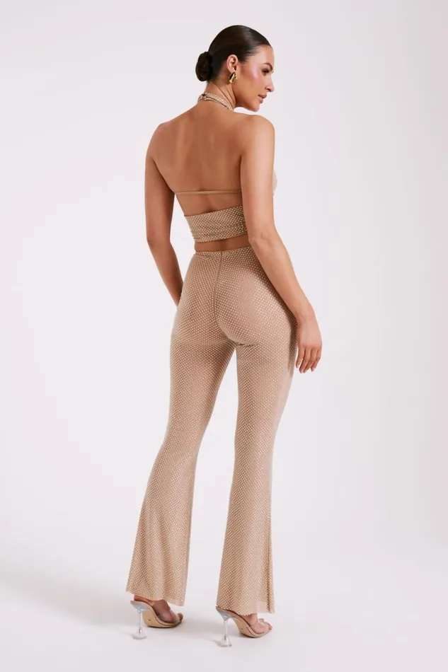 Women Meshki Bottoms Ophelia Diamante Skinny Leg Pants 8211 Nude