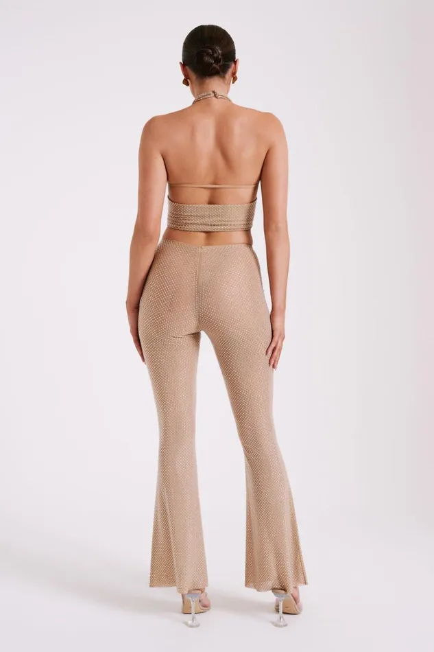 Women Meshki Bottoms Ophelia Diamante Skinny Leg Pants 8211 Nude