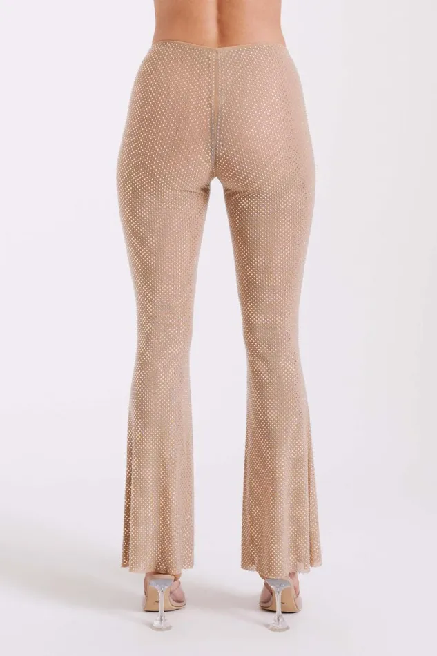 Women Meshki Bottoms Ophelia Diamante Skinny Leg Pants 8211 Nude