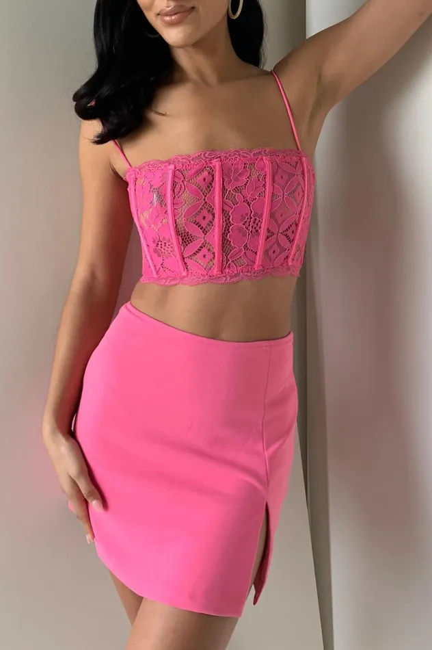 Women Meshki Bottoms Romee Mini Skirt 8211 Bubblegum Pink