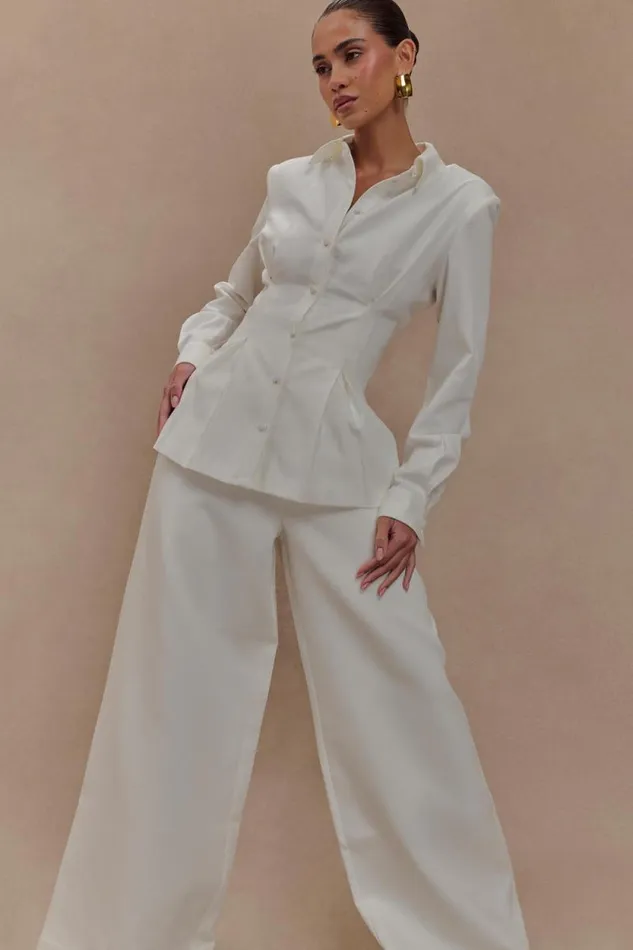 Women Meshki Bottoms Silas High Waist Pants 8211 White