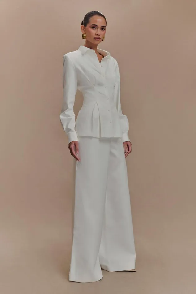 Women Meshki Bottoms Silas High Waist Pants 8211 White