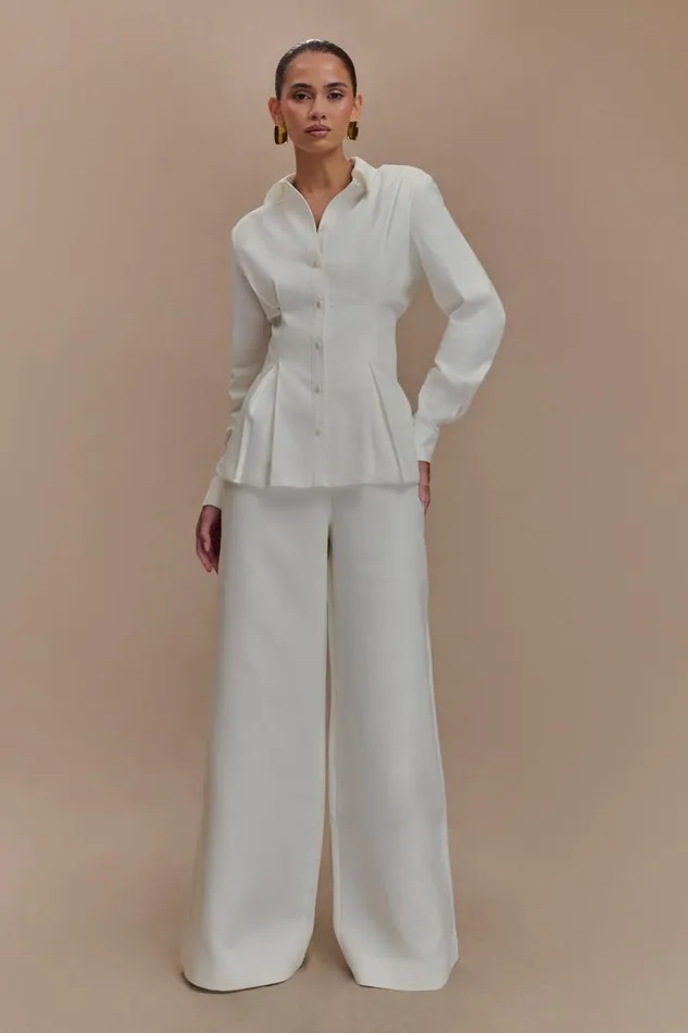 Women Meshki Bottoms Silas High Waist Pants 8211 White