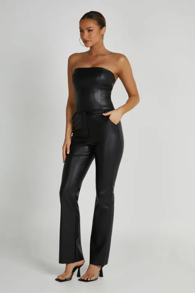 Women Meshki Bottoms Tyra Straight Leg Faux Leather Pants 8211 Black Women Meshki Bottoms Tyra Straight Leg Faux Leather Pants 8211 Black