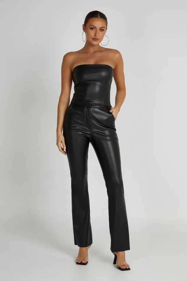 Women Meshki Bottoms Tyra Straight Leg Faux Leather Pants 8211 Black Women Meshki Bottoms Tyra Straight Leg Faux Leather Pants 8211 Black