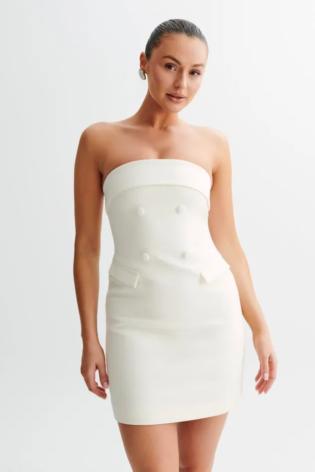 Women Meshki Dresses Abbie Strapless Suiting Mini Dress 8211 Ivory