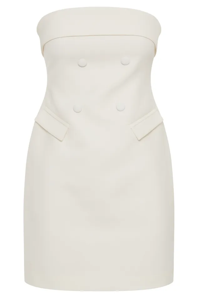 Women Meshki Dresses Abbie Strapless Suiting Mini Dress 8211 Ivory
