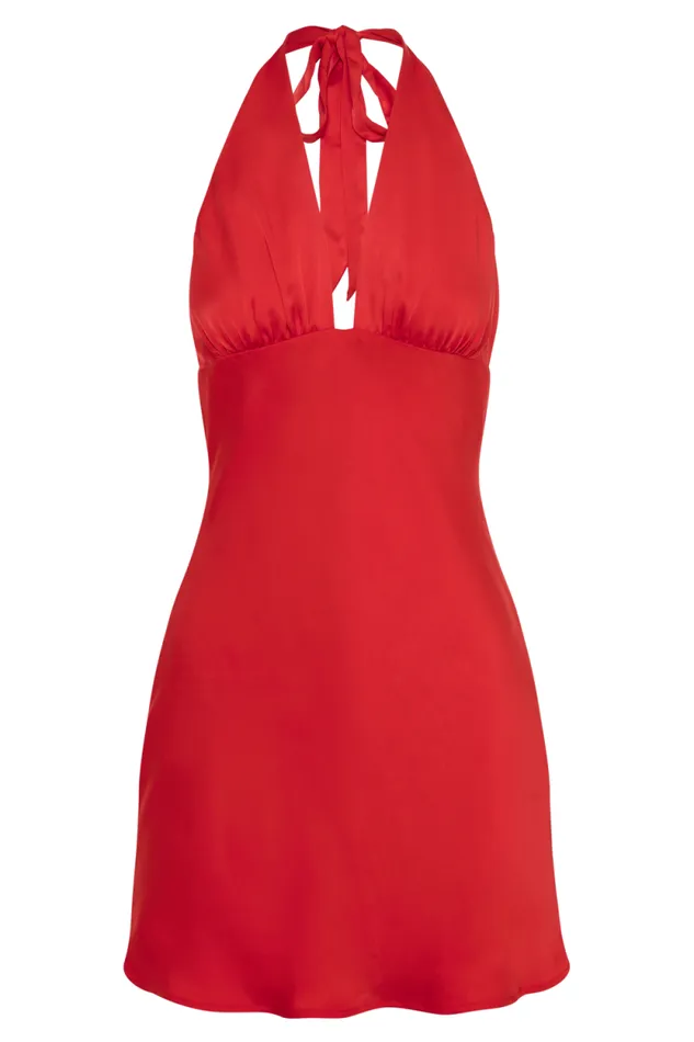 Women Meshki Dresses Aimee Halter Mini Dress 8211 Red