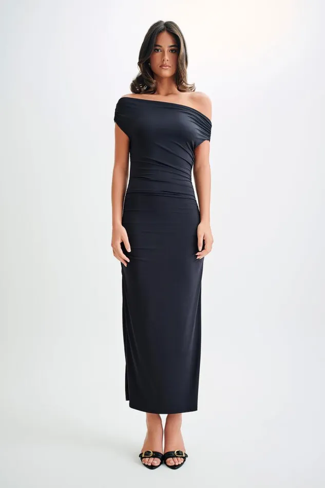Women Meshki Dresses Alayna Recycled Nylon Midi Dress 8211 Black