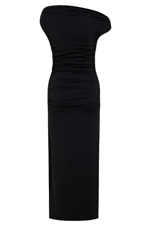 Women Meshki Dresses Alayna Recycled Nylon Midi Dress 8211 Black