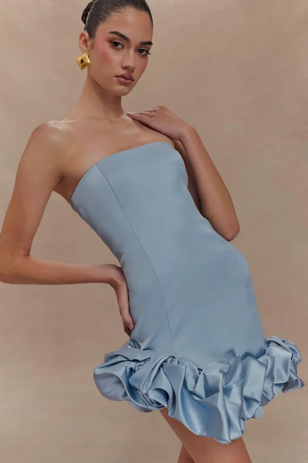 Women Meshki Dresses Alba Bubble Mini Dress 8211 Cornflower Blue