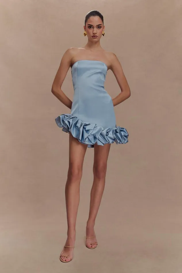 Women Meshki Dresses Alba Bubble Mini Dress 8211 Cornflower Blue