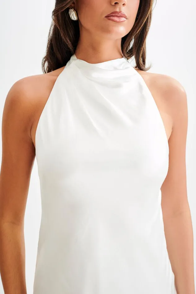 Women Meshki Dresses Allison Satin Halter Mini Dress 8211 White