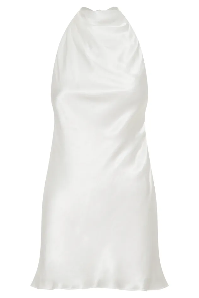 Women Meshki Dresses Allison Satin Halter Mini Dress 8211 White