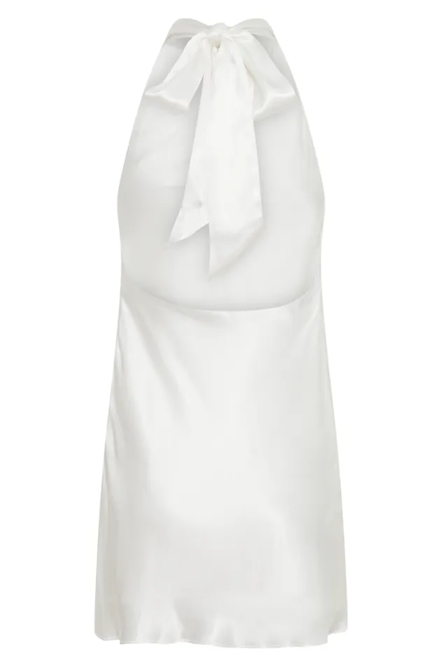 Women Meshki Dresses Allison Satin Halter Mini Dress 8211 White