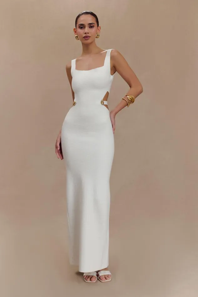 Women Meshki Dresses Alysanne Cut Out Knit Maxi Dress 8211 White