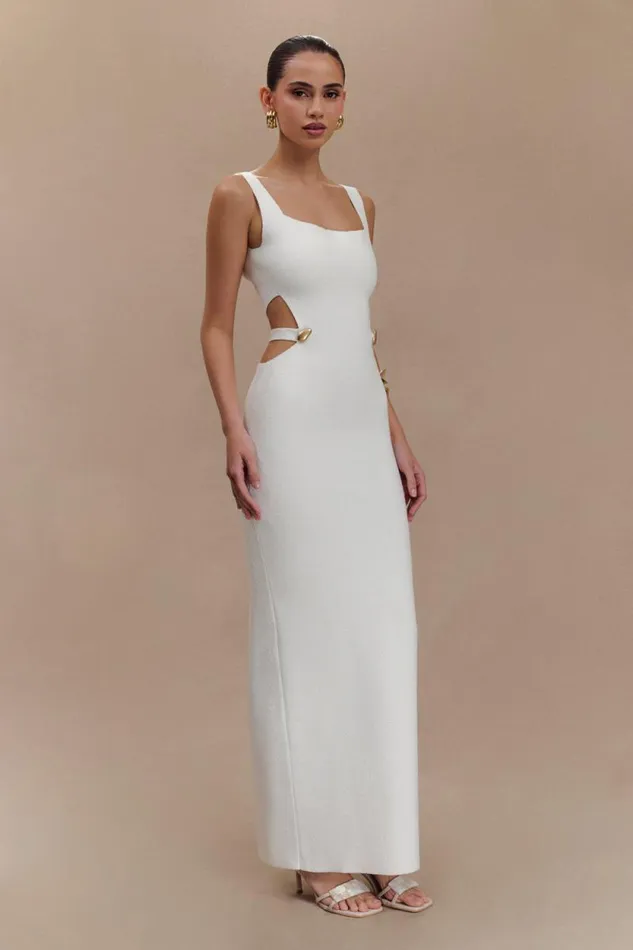 Women Meshki Dresses Alysanne Cut Out Knit Maxi Dress 8211 White