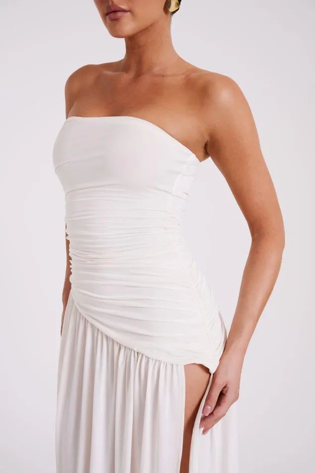 Women Meshki Dresses Bex Strapless Slinky Maxi Dress With Split 8211 Ivory