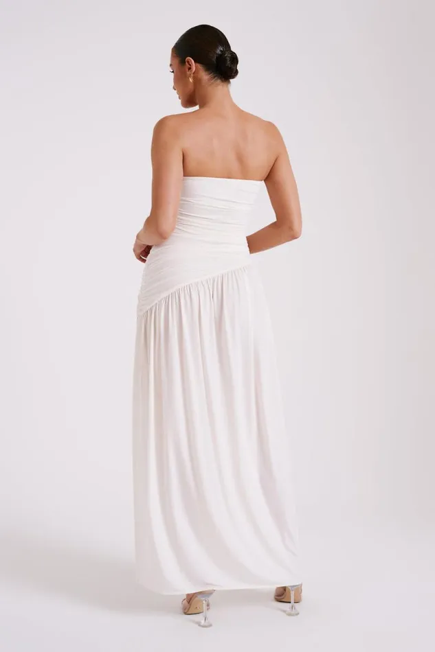 Women Meshki Dresses Bex Strapless Slinky Maxi Dress With Split 8211 Ivory
