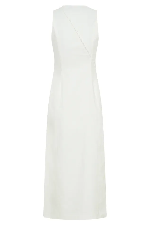 Women Meshki Dresses Bronte Linen Button Midi Dress 8211 White