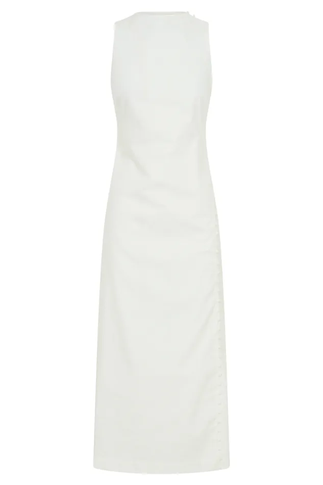 Women Meshki Dresses Bronte Linen Button Midi Dress 8211 White