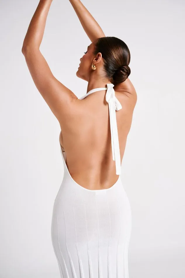 Women Meshki Dresses Caity Ribbed Halter Maxi Dress 8211 White