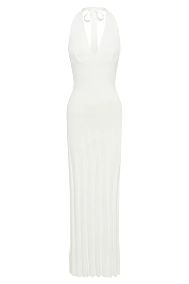 Women Meshki Dresses Caity Ribbed Halter Maxi Dress 8211 White