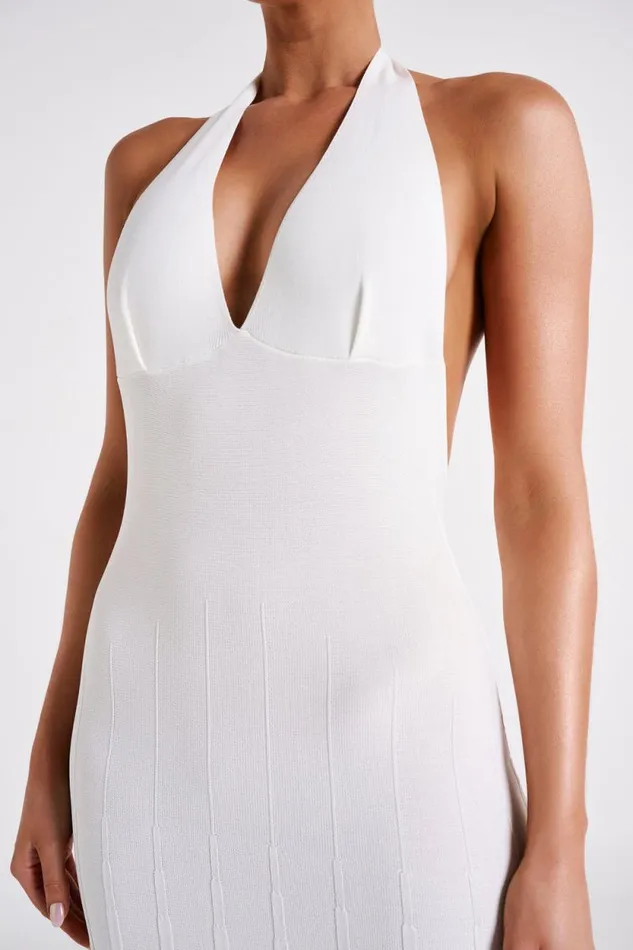 Women Meshki Dresses Caity Ribbed Halter Maxi Dress 8211 White