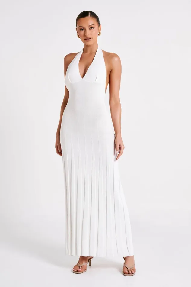 Women Meshki Dresses Caity Ribbed Halter Maxi Dress 8211 White