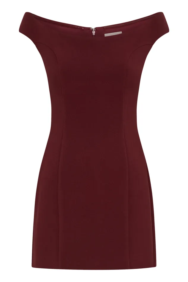 Women Meshki Dresses Cassidy Crepe Off Shoulder Mini Dress 8211 Merlot