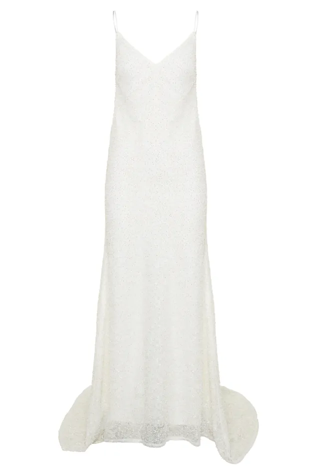 Women Meshki Dresses Catalina Pearl Beaded Wedding Gown 8211 White