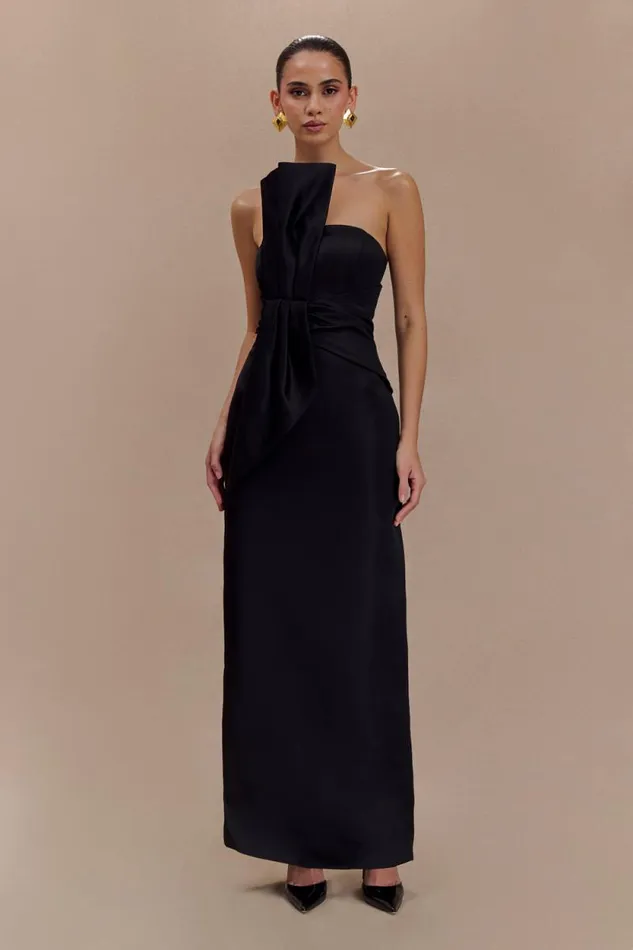 Women Meshki Dresses Cyrill Strapless Satin Structured Maxi Dress 8211 Black