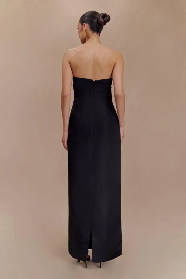 Women Meshki Dresses Cyrill Strapless Satin Structured Maxi Dress 8211 Black
