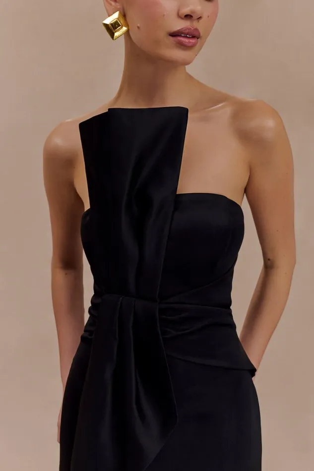 Women Meshki Dresses Cyrill Strapless Satin Structured Maxi Dress 8211 Black