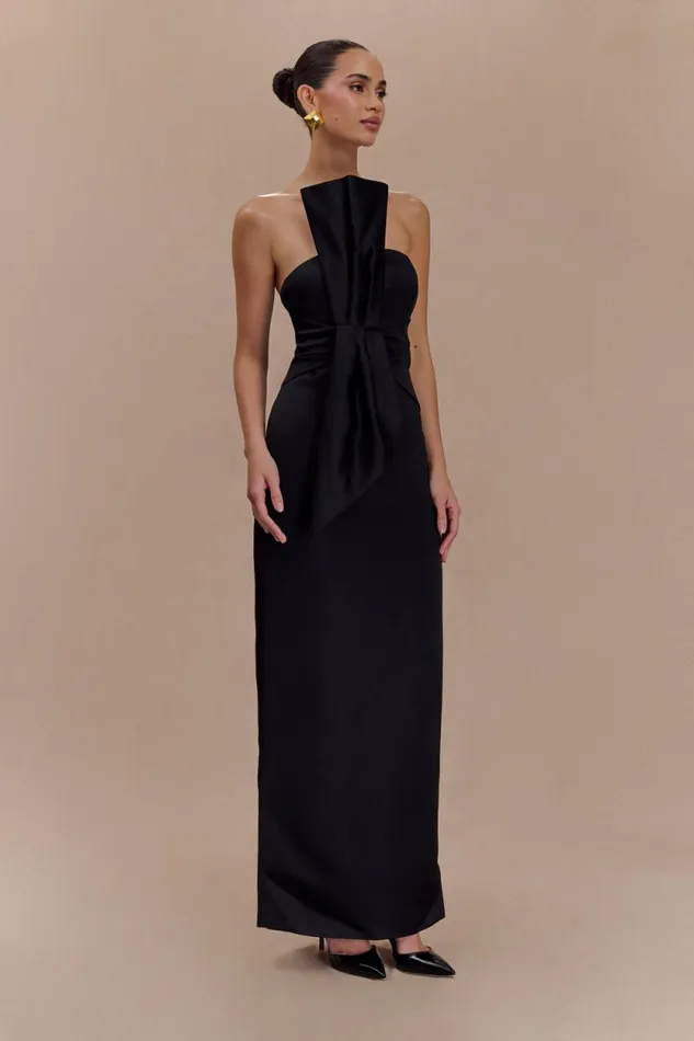 Women Meshki Dresses Cyrill Strapless Satin Structured Maxi Dress 8211 Black