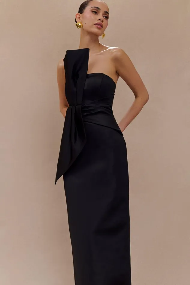 Women Meshki Dresses Cyrill Strapless Satin Structured Maxi Dress 8211 Black